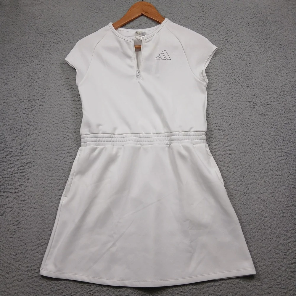 Adidas Golf Dress Women's XL White Aeroready Short Sleeve Zip New‎ - Picture 2 of 12